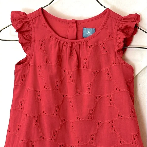 FINAL PRICE! Baby Gap Heart Embroidered Fully Lined Ruffle Dress 100% Cotton - Picture 2 of 5